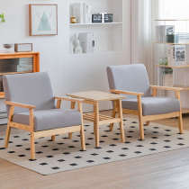 Bedroom study Japanese-style Nordic solid wood small apartment living room balcony negotiation and reception leisure log combination sofa chair