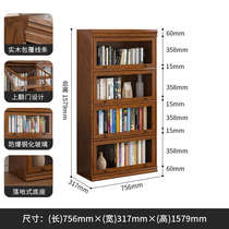 American bookcase storage cabinet floor-standing dust-proof with glass door home bookshelf living room integrated whole wall solid wood storage