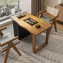 Movable balcony tea room with small tea table solid wood tea table chair combination living room small tea table small tea