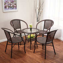 Rattan chair coffee table three-piece leisure table and chair outdoor artificial rattan table and chair cafe hotel chair balcony table