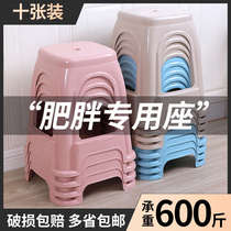 Household thickened plastic stool high stool bench adult dining table stool living room square chair glued economical