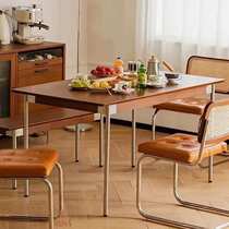 Solid wood dining table retro small apartment Nordic Japanese dining table and chair combination home rectangular table log furniture