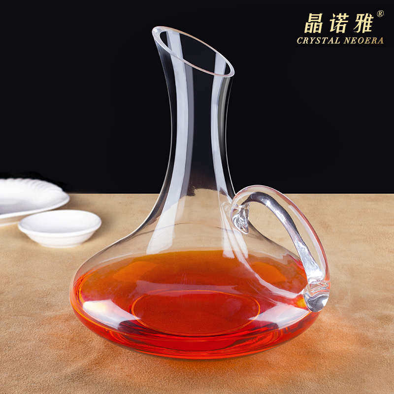 水晶玻璃带把醒酒器个性无铅红酒分酒器红酒分酒壶倒酒器家用欧
