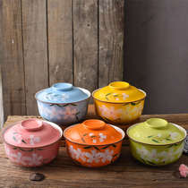 Large noodle bowl soaking tableware household bowl Chinese style creative soup bowl tableware rice student ceramic ramen cover with bowl