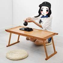 Bamboo folding kang table tatami table balcony bay window table new Chinese style small table low table tea table solid wood coffee table