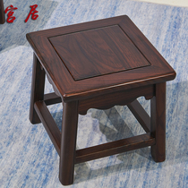 Dongyang mahogany furniture Indonesian black rosewood solid wood square stool simple Chinese style household broad-leaf rosewood low stool small bench