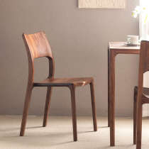 Shiying Muzhu Nordic black walnut solid wood dining chair home living room small apartment dining table and chairs leisure retro backrest chair