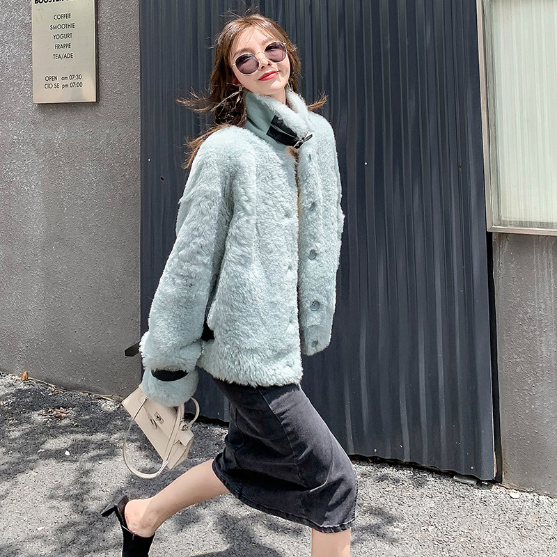 Henning Peel Grass 2021 New Henning Sheep Cut Suede Coat In the Long Genuine Leather Wool integrated jacket Female lamb Mao Winter-Taobao