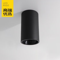 Led Minning cylinder light round suction-top-free open pore black Nordic Living room cob bright spot Spotlight Shop Commercial small