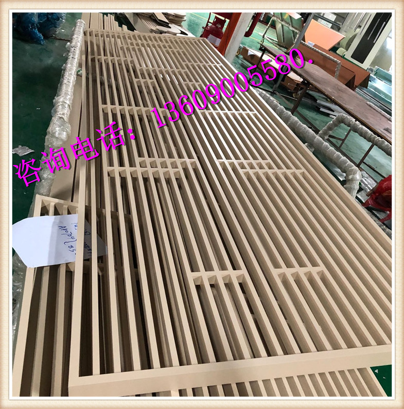 Aluminum alloy screen Chinese wood grain aluminum alloy lattice custom aluminum alloy grille partition screen modeling materials