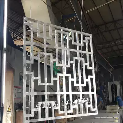 Aluminum window flower wood grain aluminum alloy door and window grille Chinese window antique aluminum alloy grid outdoor hollow decoration