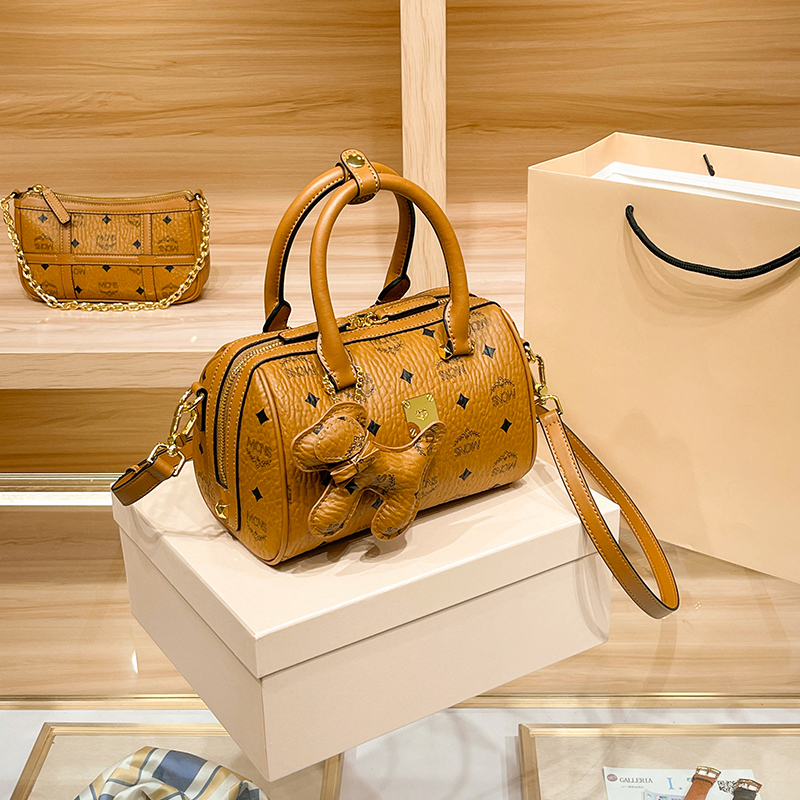 Light Luxury Genuine Leather Boston Pillow Bag New Fashion European and American Texture Niche Single Shoulder Messenger Bag Pet Bag