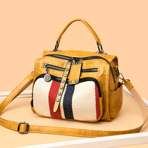 European Standing Collision Color Double Shoulder Bag Woman Bag 2022 New Handbag Small Square Bag Retro Single Shoulder Inclined Satchel Bag Multipurpose Bag