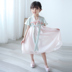 Trẻ em của Han chiếc váy mùa hè váy siêu cổ tích gió cổ bé váy Trung Quốc gió cô gái Tang váy sen nho váy ngắn tay. 