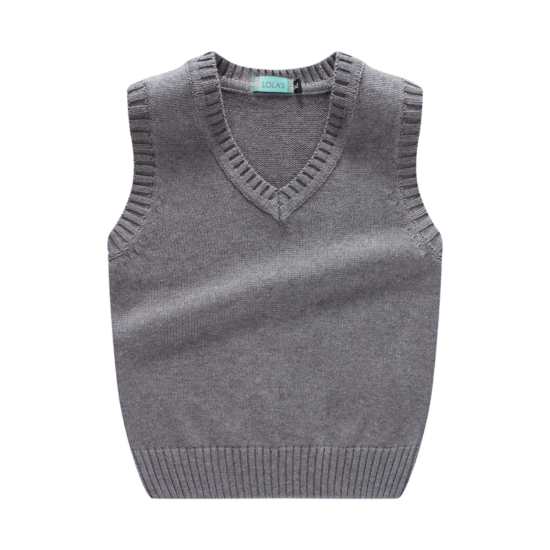 26 Autumn/Winter New Children's Clothing Kids Sweater Vest V-Neck Pullover Unisex Knitwear Sleeveless Vest Solid Color