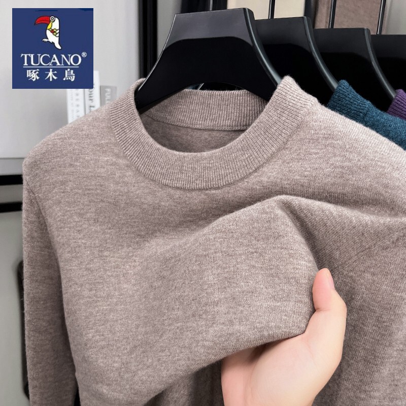 Woodpecker 100% Pure Wool Sweater Men's Thickened Half-Turtleneck Warm Sweater Men's 2026 Winter Knitted Base Layer Sweater Woodpecker 100% Pure Wool Sweater Men's Thickened Half-Turtleneck Warm Sweater Men's 2026 Winter Knitted Base Layer Sweater