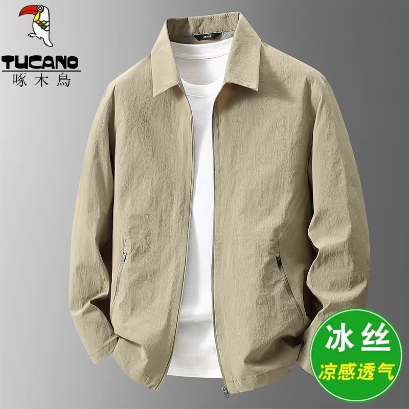 Woodpecker Summer Lightweight Jacket for Men 2025 New Casual Sun Protection Top Middle-Aged Lapel Dad Spring and Autumn Coat
