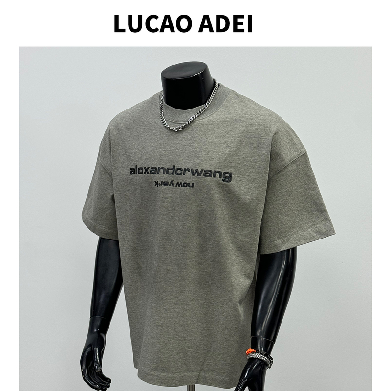 2026 Summer New American Style Trendy Brand Distressed Chest Letter Design Loose Short-Sleeve T-Shirt for Men, Floral Gray 2026 Summer New American Style Trendy Brand Distressed Chest Letter Design Loose Short-Sleeve T-Shirt for Men, Floral Gray