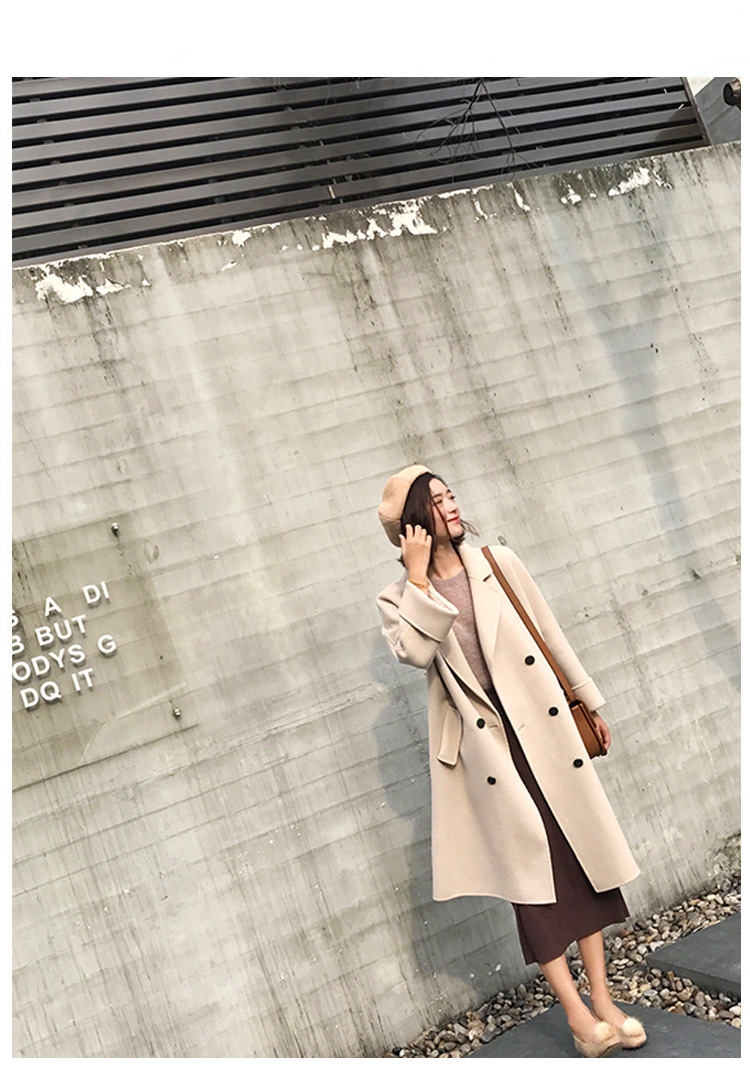 Mùa đông áo len nữ phần dài chống mùa giải phóng mặt bằng hai mặt cashmere Hàn Quốc phiên bản của Hepburn gió ngắn người đàn ông áo len áo khoác len cardigan
