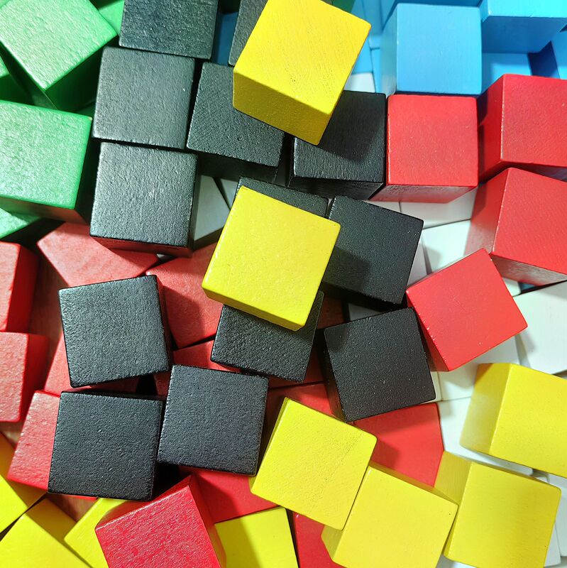 Solid Wood, 8 Colors Available, Black and White, Colorful, 2.5cm cm Building Blocks, Cube, Square, Montessori Early Education