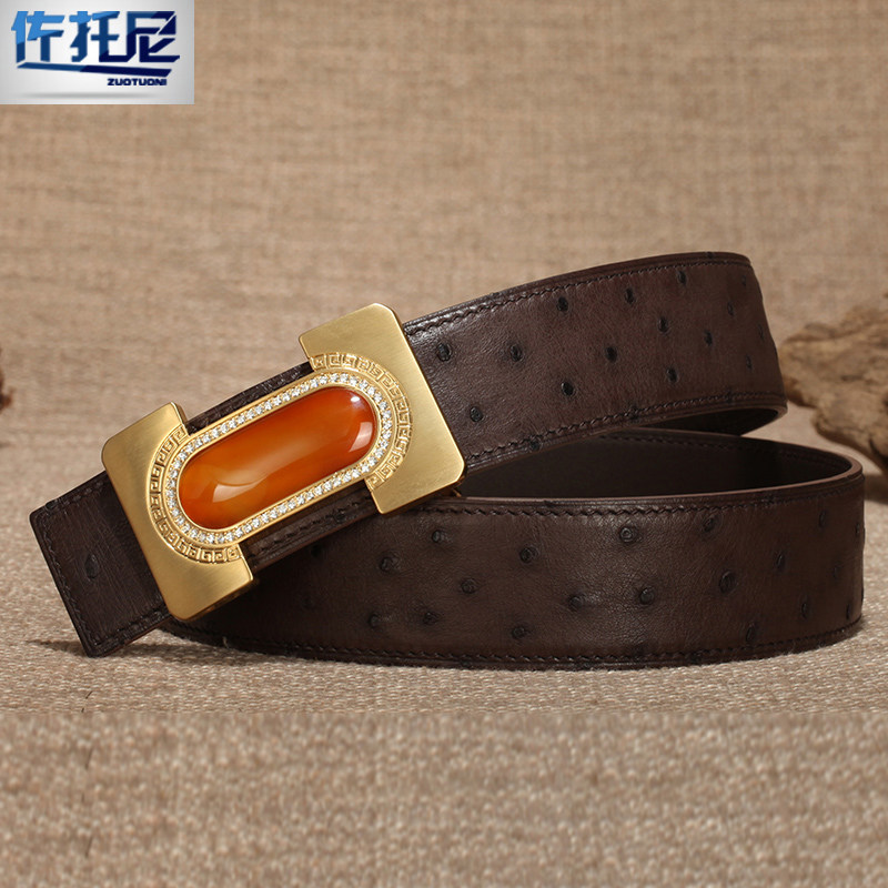 Ostrich belt male new automatic needle belt casual leather men's trousers belt