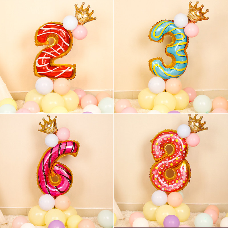 Color large number Digital Balloon Cartoon Children Post Birthday Decoration 0-9 Aluminum film Balloon Road Leading Party Arrangement