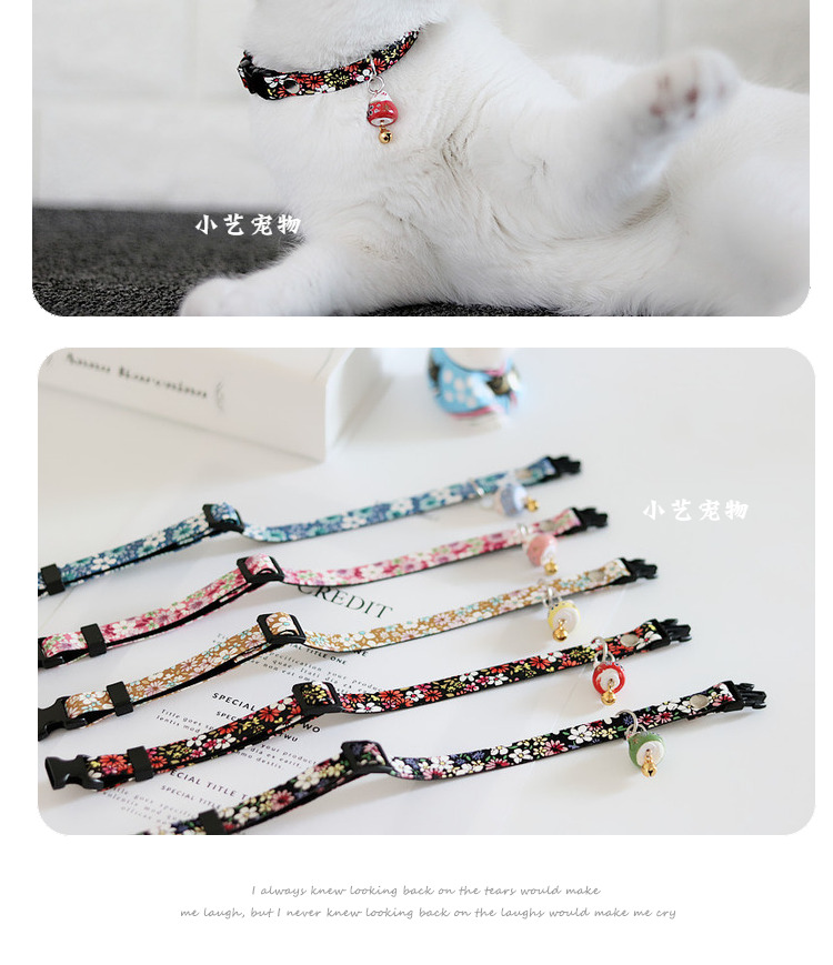 Xiaoyi ban đầu vật nuôi mèo cổ áo con chó gốm cổ áo mèo cổ mèo may mắn mèo cổ đồ trang trí - Cat / Dog hàng ngày Neccessities bình nước gắn chuồng