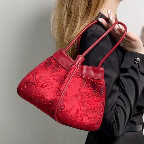 Красная сумка с петлей на руку для невесты, сумка на одно плечо, изысканный стиль, китайский стиль