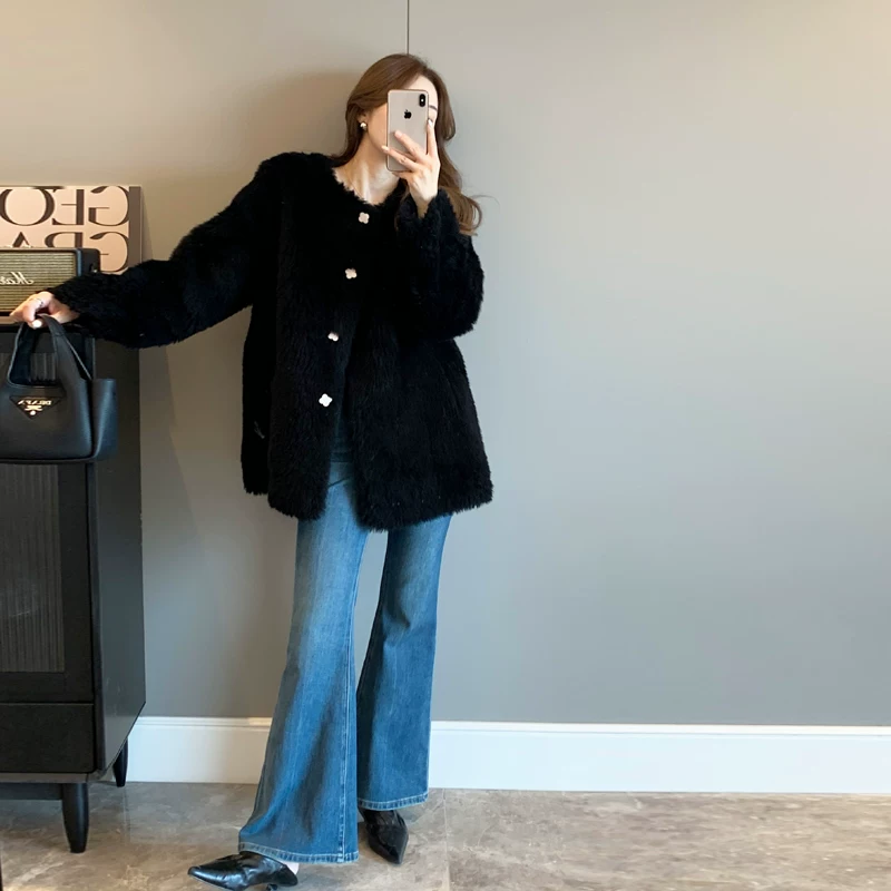 Бархатное длинное пальто, стиль Chanel, середина длины, утолщённое