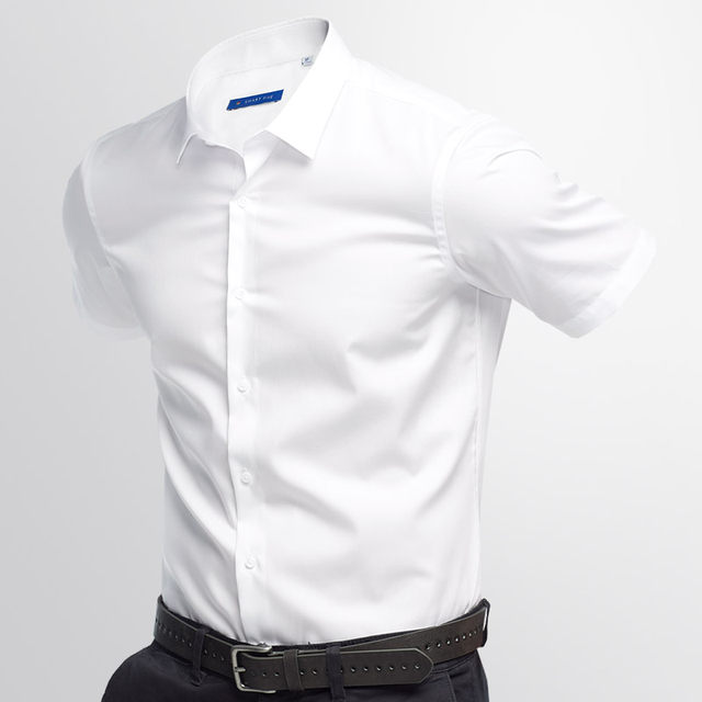 White shirt men's short-sleeved business formal dress Korean version slim youth shirt summer cotton non-iron professional solid color shirt