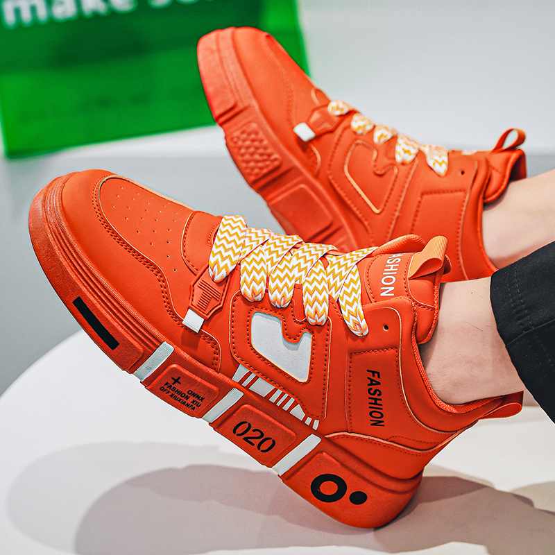 Orange Men's Shoes Summer 2025 New National Trend Orange Sports High-Top Sneakers Students Casual Versatile Running Shoes