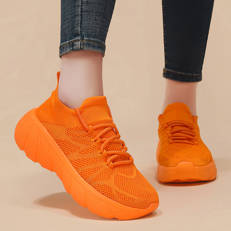Breathable Mesh Soft-Soled Sneakers Orange Fluorescent Green Pink Walking Socks Shoes Fitness Aerobics Shoes for Men and Women Breathable Mesh Soft-Soled Sneakers Orange Fluorescent Green Pink Walking Socks Shoes Fitness Aerobics Shoes for Men and Women