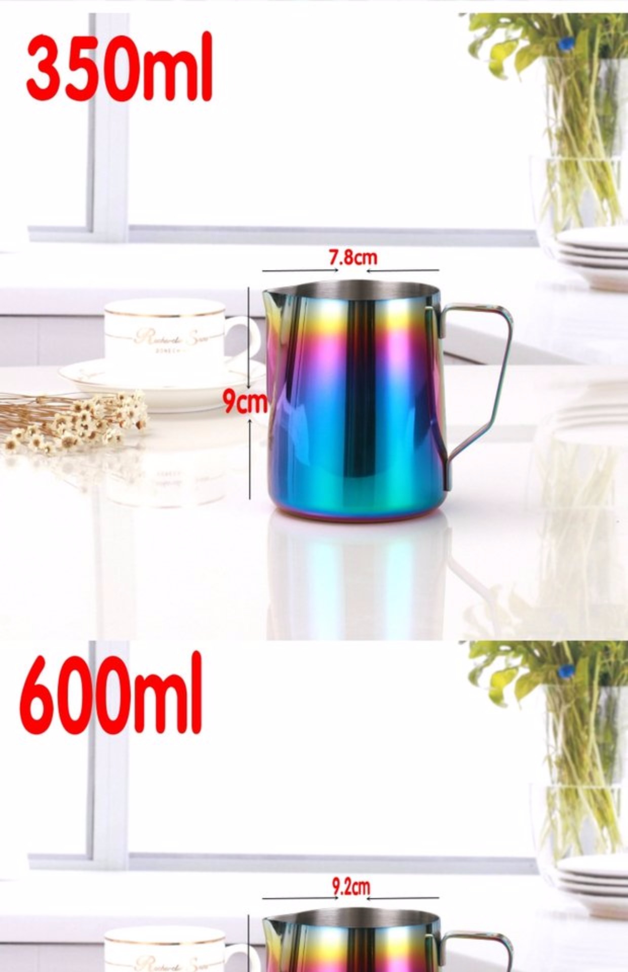 Thép không gỉ kéo cốc màu 600ml kéo hoa bồn cốc Sữa cốc cốc sữa Máy pha cà phê ly thủy tinh uống cà phê