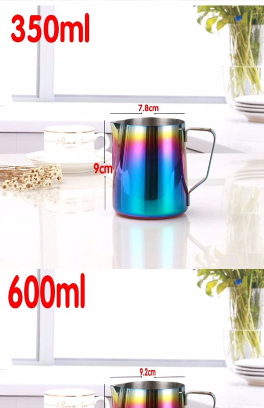 Thép không gỉ kéo cốc màu 600ml kéo hoa bồn cốc Sữa cốc cốc sữa Máy pha cà phê phin cà phê