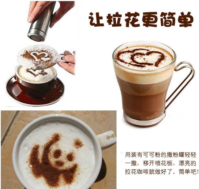 Khuôn nhựa Ren mẫu cà phê Fancy Coffee In mẫu dày cà phê sữa phun mẫu 16 miếng Set - Cà phê ly uống cà phê