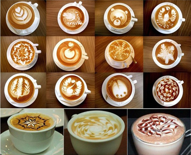 Khuôn nhựa Ren mẫu cà phê Fancy Coffee In mẫu dày cà phê sữa phun mẫu 16 miếng Set - Cà phê ly uống cà phê