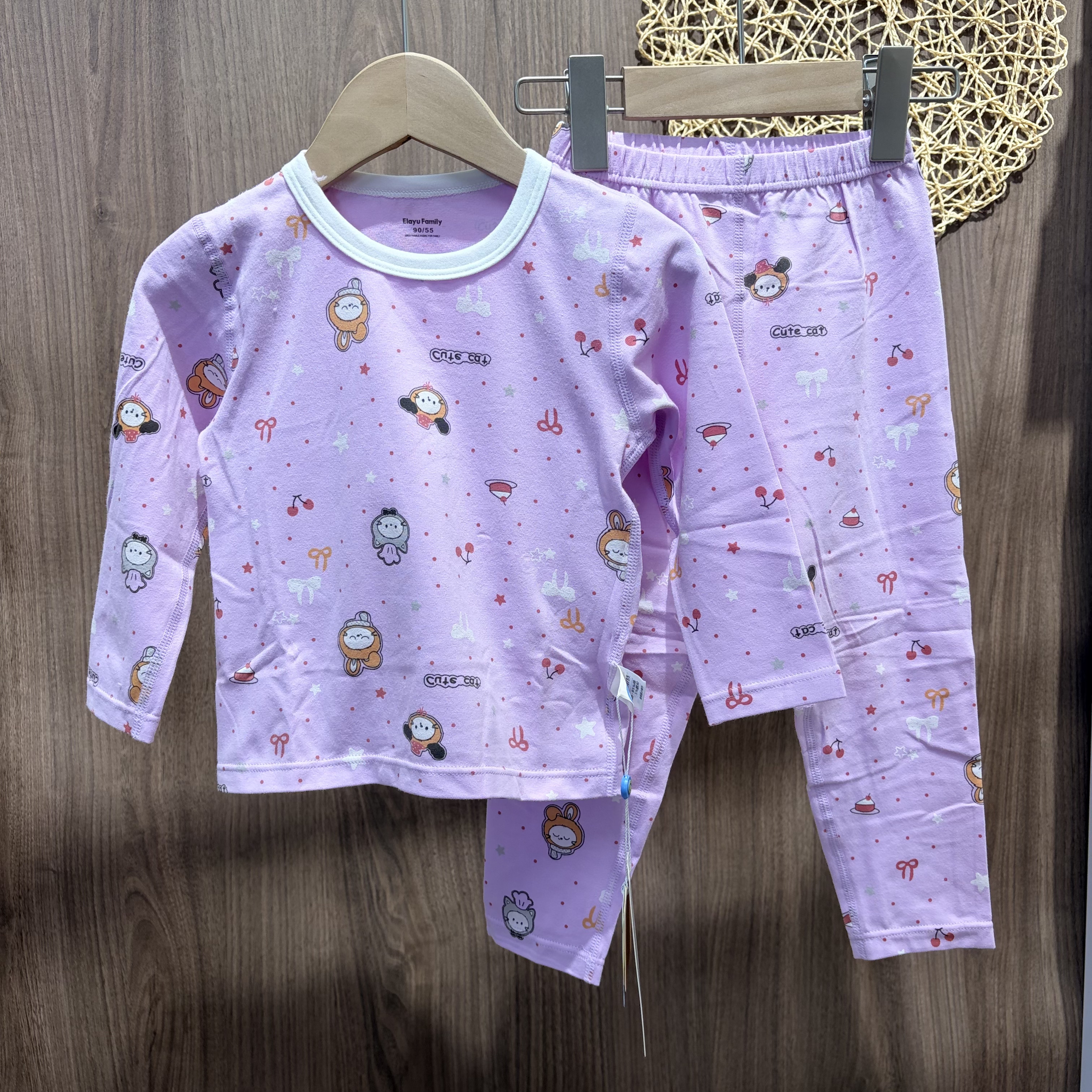 Yilayu Children's Underwear Set Girls Spring and Autumn Lycra Cotton Autumn Clothes and Autumn Pants Baby Cotton Home Clothing Pajamas