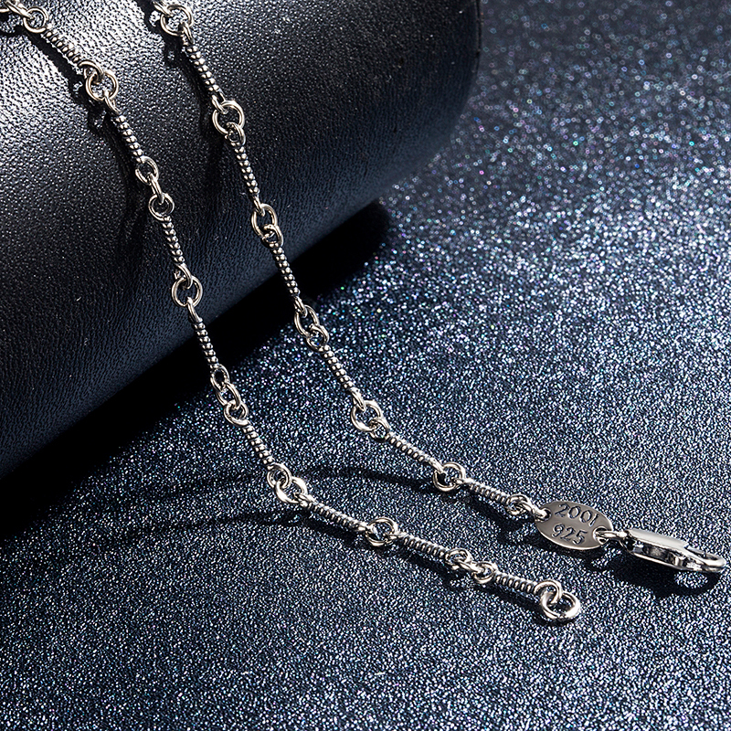 S925 Sterling Silver Necklace for Women, Trendy Retro Distressed Twist Chain, Men's Sweater Chain, Couple Punk Chain, Trendy and Unique