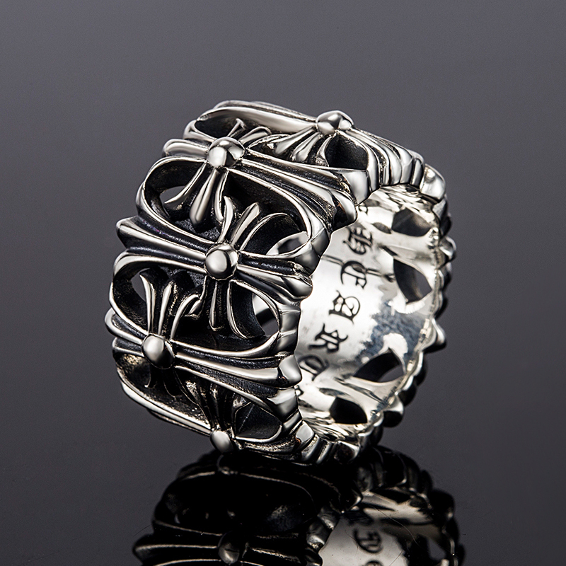 S925 Sterling Silver Vintage Tombstone Ring for Men, Wide Version, Hip-Hop Cross Tombstone Ring for Women, Distressed Classic Couple's Trendy Style