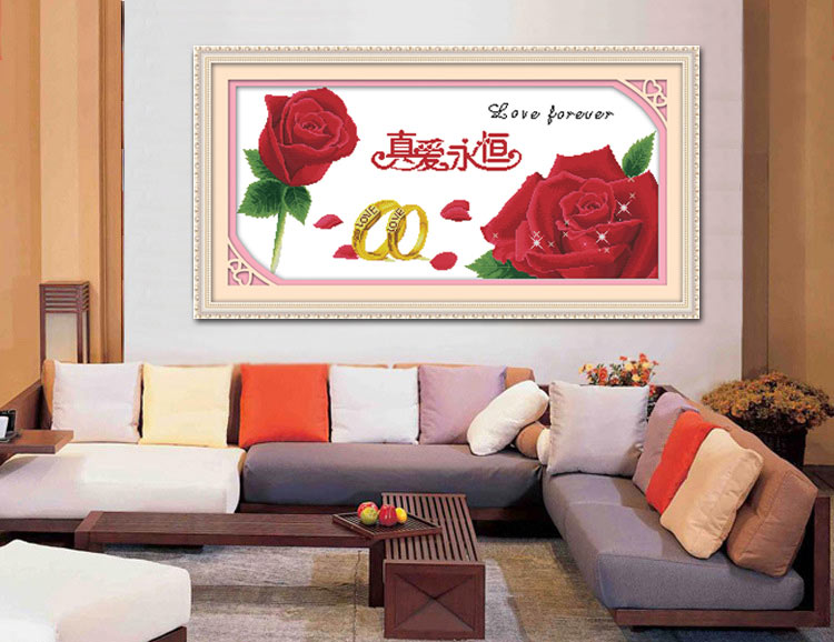 Cross stitch vĩnh cửu hoa hồng tình yêu đơn giản nhỏ loạt phòng khách sạch sẽ phòng ngủ màu đỏ mới lập gia đình năm 2019 - Công cụ & phụ kiện Cross-stitch tranh thêu chữ thập vợ chồng đẹp nhấ