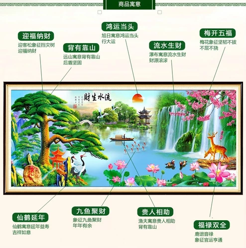 2023 Новая вышитая сосновая вышитая сосновая вышитая гостиная ландшафтная картина ландшафтная линия линия ручной работы ручной работы ручной работы