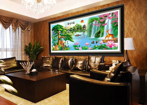 2023 Новая вышитая сосновая вышитая сосновая вышитая гостиная ландшафтная картина ландшафтная линия линия ручной работы ручной работы ручной работы