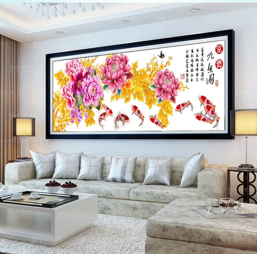 Все, что Ruyi Cross 2023 Новая линия вышитая гостиная Jiudu фигура Clear Warehouse Полный вышитый