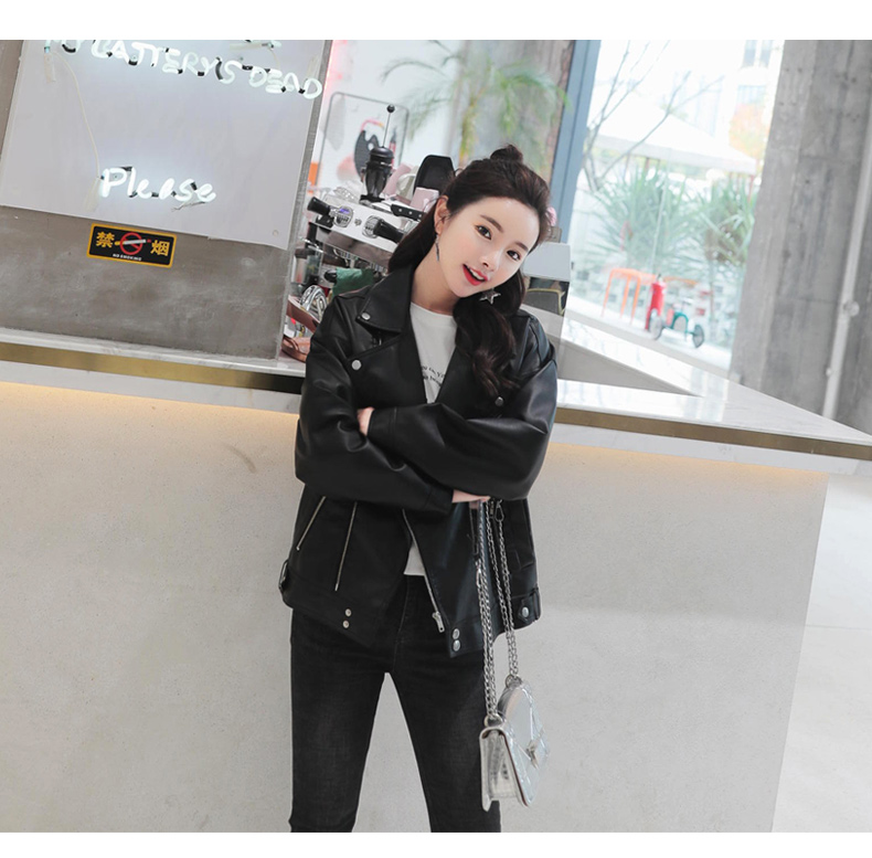 Áo khoác da nữ Ulzzang phiên bản ngắn Hàn Quốc của áo khoác da pu lỏng bf phong cách Harajuku 2018 áo khoác da học sinh mới áo khoác da zara