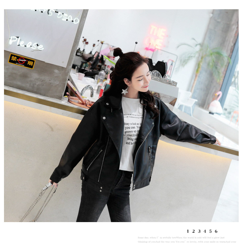 Áo khoác da nữ Ulzzang phiên bản ngắn Hàn Quốc của áo khoác da pu lỏng bf phong cách Harajuku 2018 áo khoác da học sinh mới áo khoác da zara