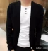 Thu đông mới 2018 Thời trang nam Hàn Quốc Áo len mỏng cardigan giả hai vòng cổ đan áo khoác nam áo len nam mỏng Cardigan