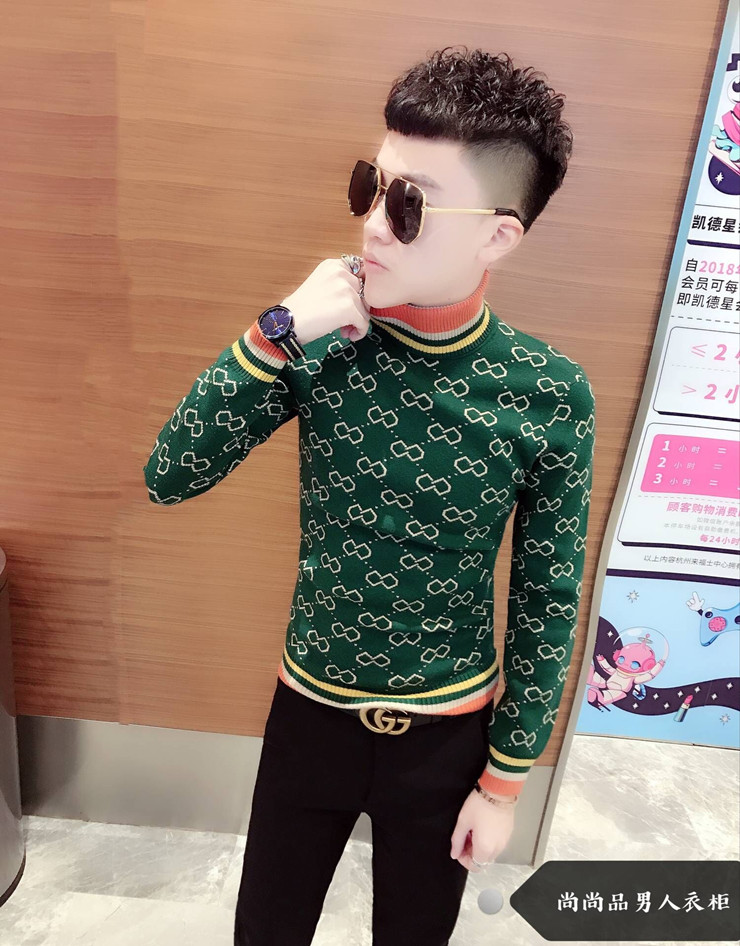 Anh chàng xã hội 2018 mùa đông mới áo len cao cổ nam Hàn Quốc Slim xu hướng áo len đáy áo nam đẹp