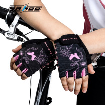 SAHOO shark tiger bike womens half finger gloves Shock absorption non-slip bicycle riding short finger womens gloves