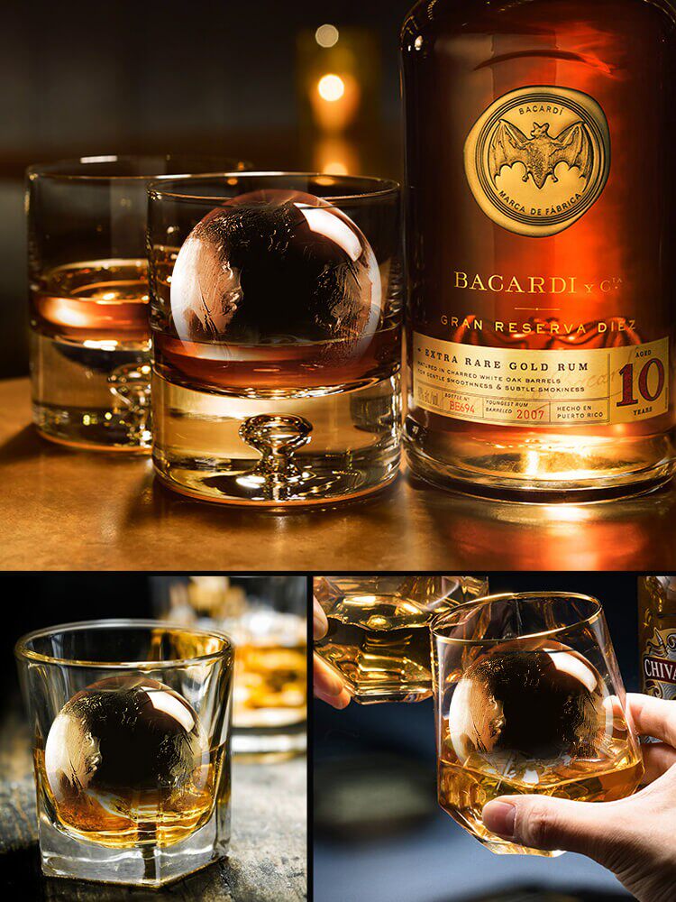 Sveres Jumbo Whiskey Ice Ball Mold Maker Transparent Ice Mold Ice Box Large Ice Cube Ice Making Tool