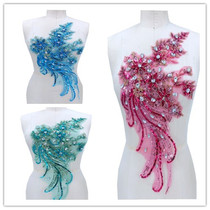 Multi-color sequin appliquet Flower Solid Lace Hot drill lace accessories Stage clothes to serve decorative accessories 49X24cm